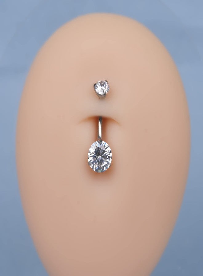 limerencia G23 Titanium Belly Button Rings hypoallergenic medical implant grade 14G Teardrop CZ Belly Navel Rings Piercing Belly Bars（White） - Image 5
